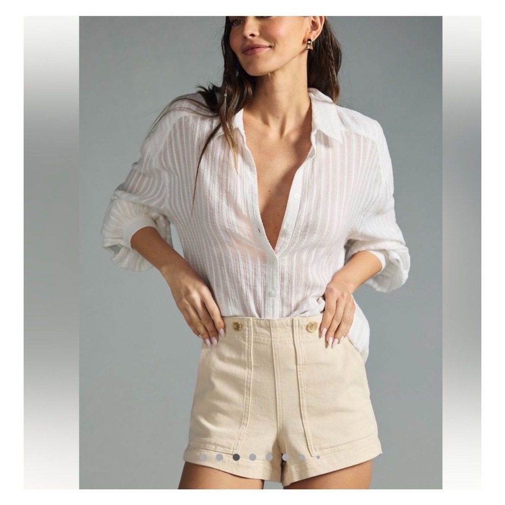 Anthropologie Pilcro The Kit High-Rise Utility Shorts Tan Khaki Size 31 - Picture 3 of 12